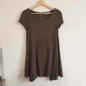 Socialite Irregular Hem Shirt Dress Sz XS Khaki